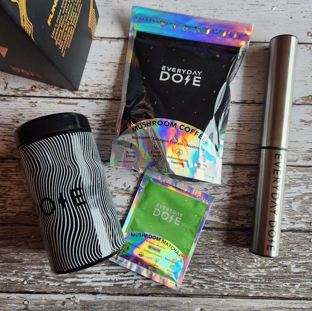 Everyday Dose Powder, Container, and Electric Frother